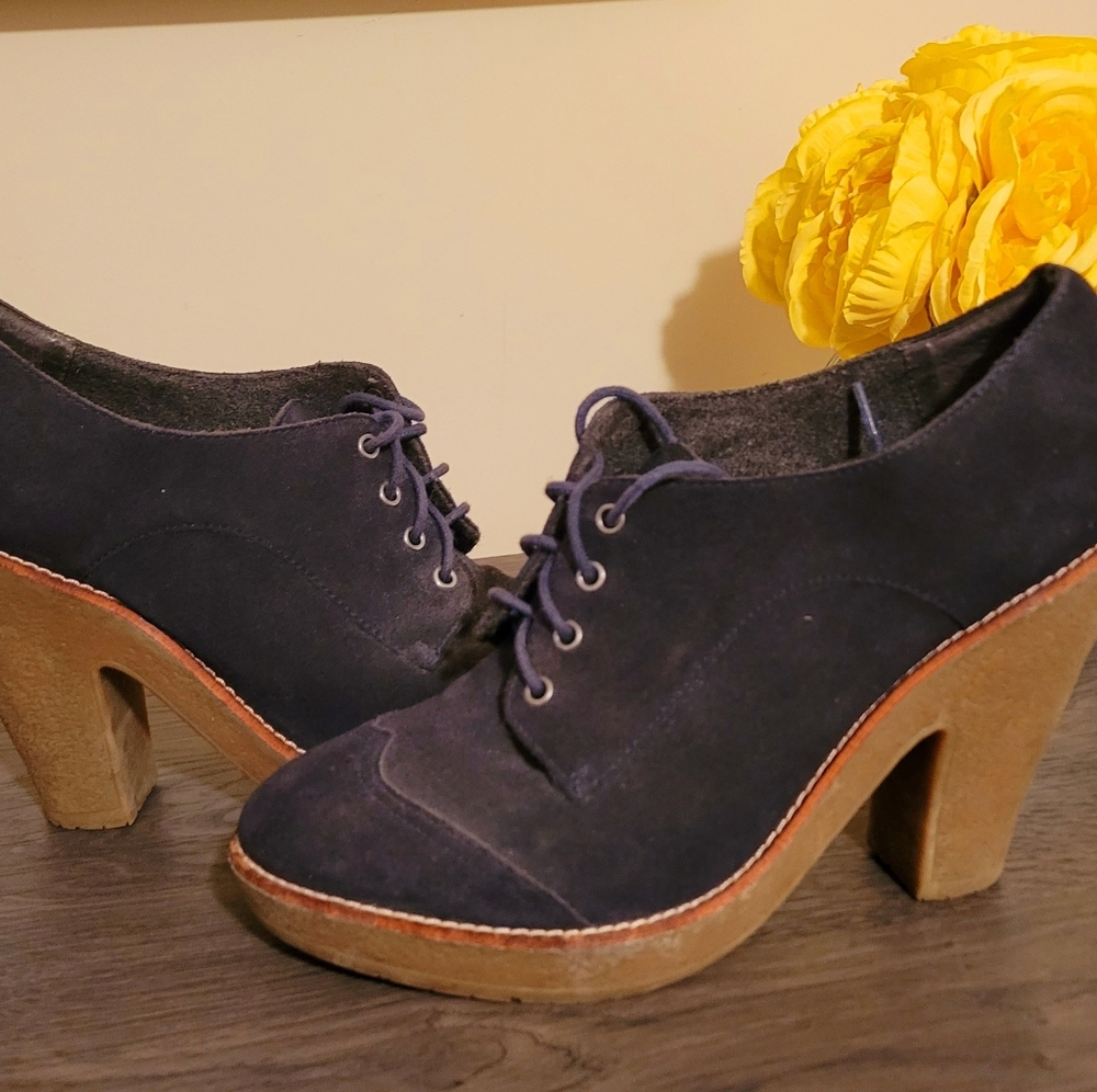 Sam Edelman Blue suede heeled Oxford